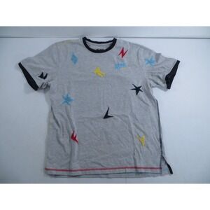 Born‎ Fly Stars Shapes Gray Embroidered Mens Short Sleeve T-Shirt Size Large